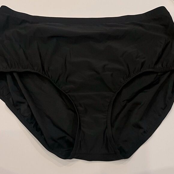 New Swim Solutions Plus Size Mid-Rise Tummy-Control Swim Bottoms Black Size 24W - Picture 10 of 14
